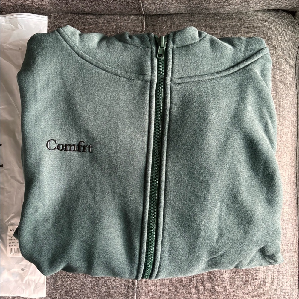 Comfrt Unisex Cloud Zip Hoodie Mega in Pine - Picture 2 of 4